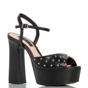 Aqua Black Studded Cullen Platform Heels Size 9B